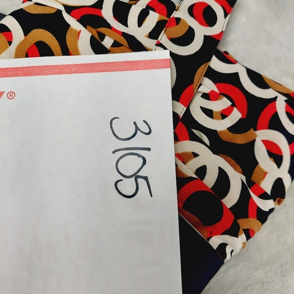 Ellen Tracy Colorful Abstract Print Long Sleeve Dress with Belt P3105 - Picture 8 of 8